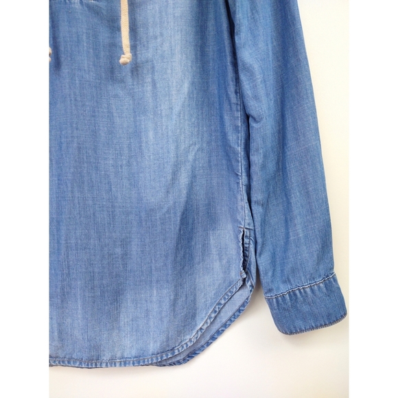 Anthropologie Cloth & Stone Chambray Lace Up Top Size XS - Picture 7 of 11